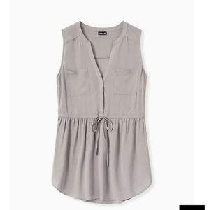 Torrid Grey Challis Drawstring Babydoll Tunic